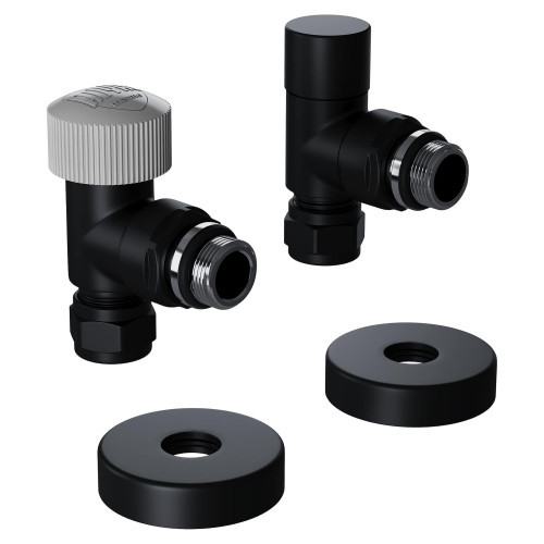 Набор термостатический угловой Royal Thermo Design Pro 15мм М30х1,5 (Черный)