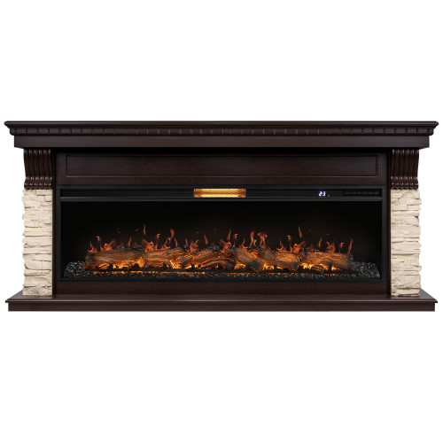 Каминокомплект: Очаг Royal Thermo Aurora RTFP/P-AR60LS, портал Michigan 60, камень мол., шп. тем.дуб