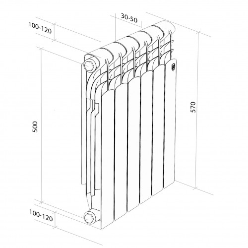 Радиатор алюминиевый Royal Thermo Revolution A 500 - 8 секц.