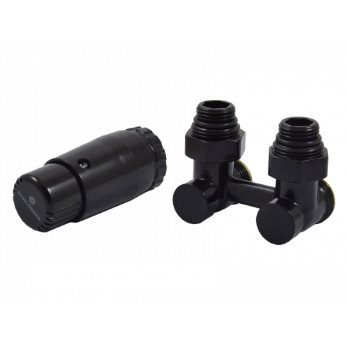Комплект узла нижнего подкл SCHLOSSER угловой STANDARD 3/4" (Ral 9005) с термогол. М30х1,5, ниппеля 1/2"Х3/4"