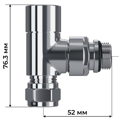 Набор термостатический трехосевой Royal Thermo Design Pro 15мм М30х1,5 (Хром)