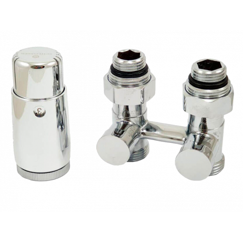Комплект узла нижнего подкл прямой STANDARD 3/4" (хром) с термоголовкой М30х1,5, ниппеля 1/2"Х3/4"