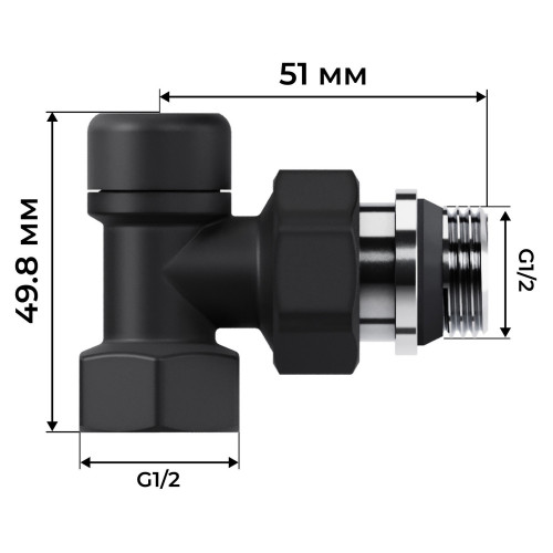 Набор термостатический осевой Royal Thermo Design 1/2"М30х1,5 (Черный)