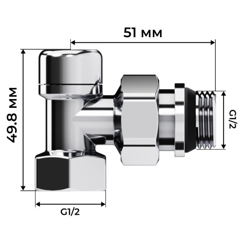 Набор термостатический угловой Royal Thermo Design 1/2"М30х1,5 (Хром)