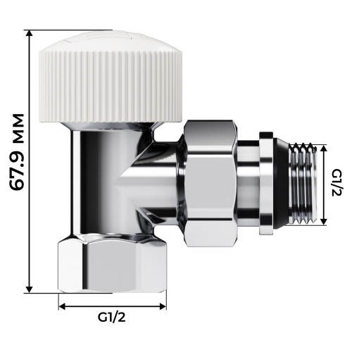 Набор термостатический угловой Royal Thermo Design 1/2"М30х1,5 (Хром)
