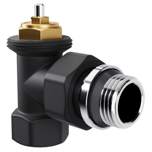 Набор термостатический угловой Royal Thermo Design 1/2"М30х1,5 (Черный)