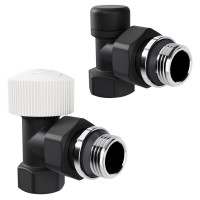 Набор термостатический угловой Royal Thermo Design 1/2"М30х1,5 (Черный)