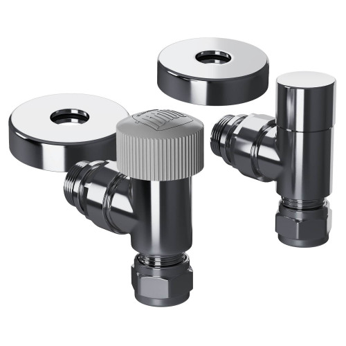 Набор термостатический угловой Royal Thermo Design Pro 15мм М30х1,5 (Хром)