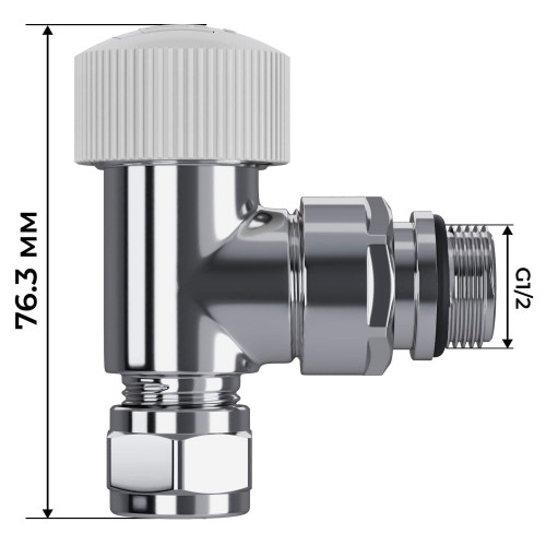 Набор термостатический угловой Royal Thermo Design Pro 15мм М30х1,5 (Хром)